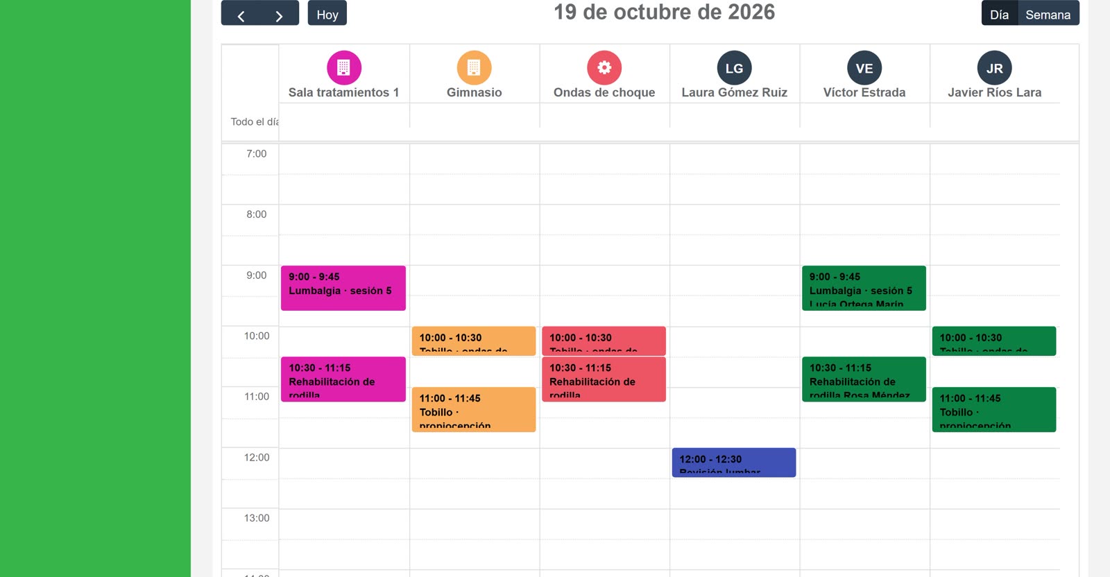 Calendario del equipo