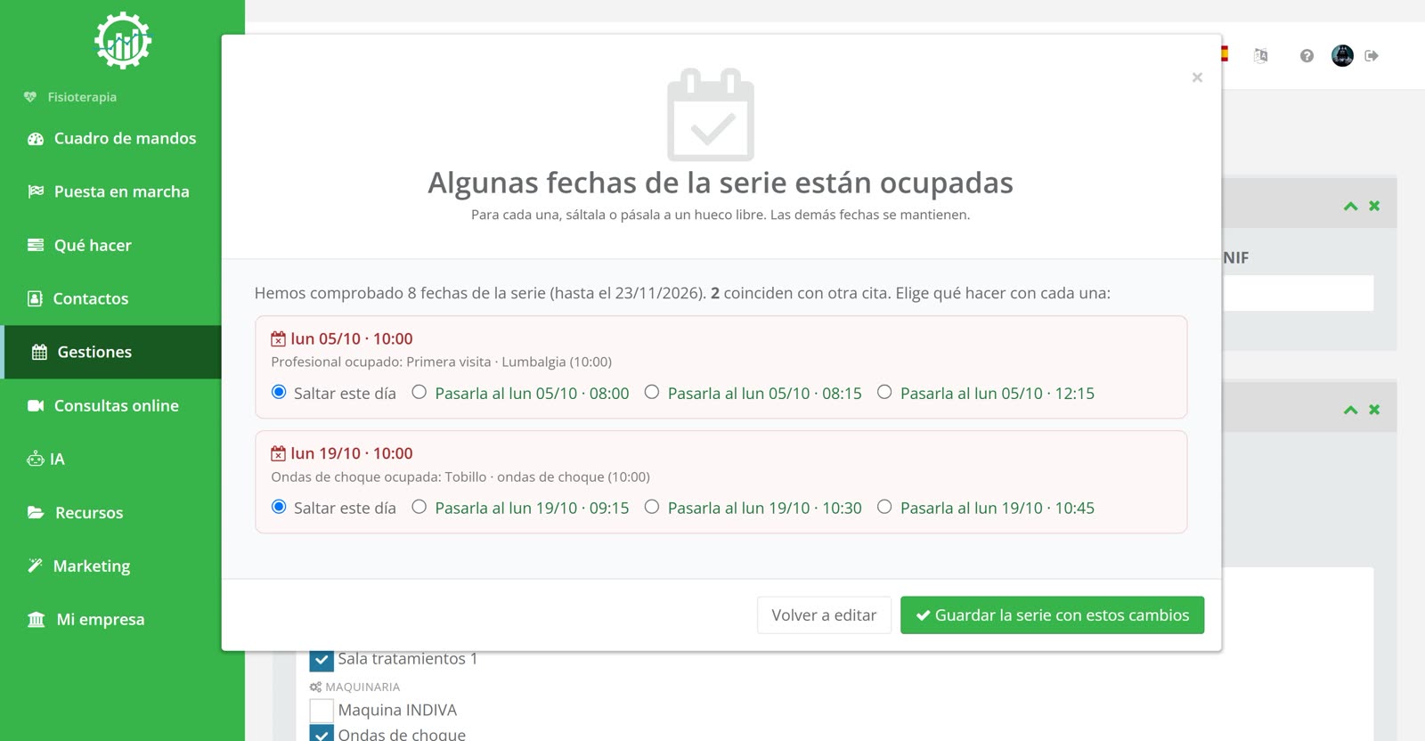 Citas periódicas sin choques