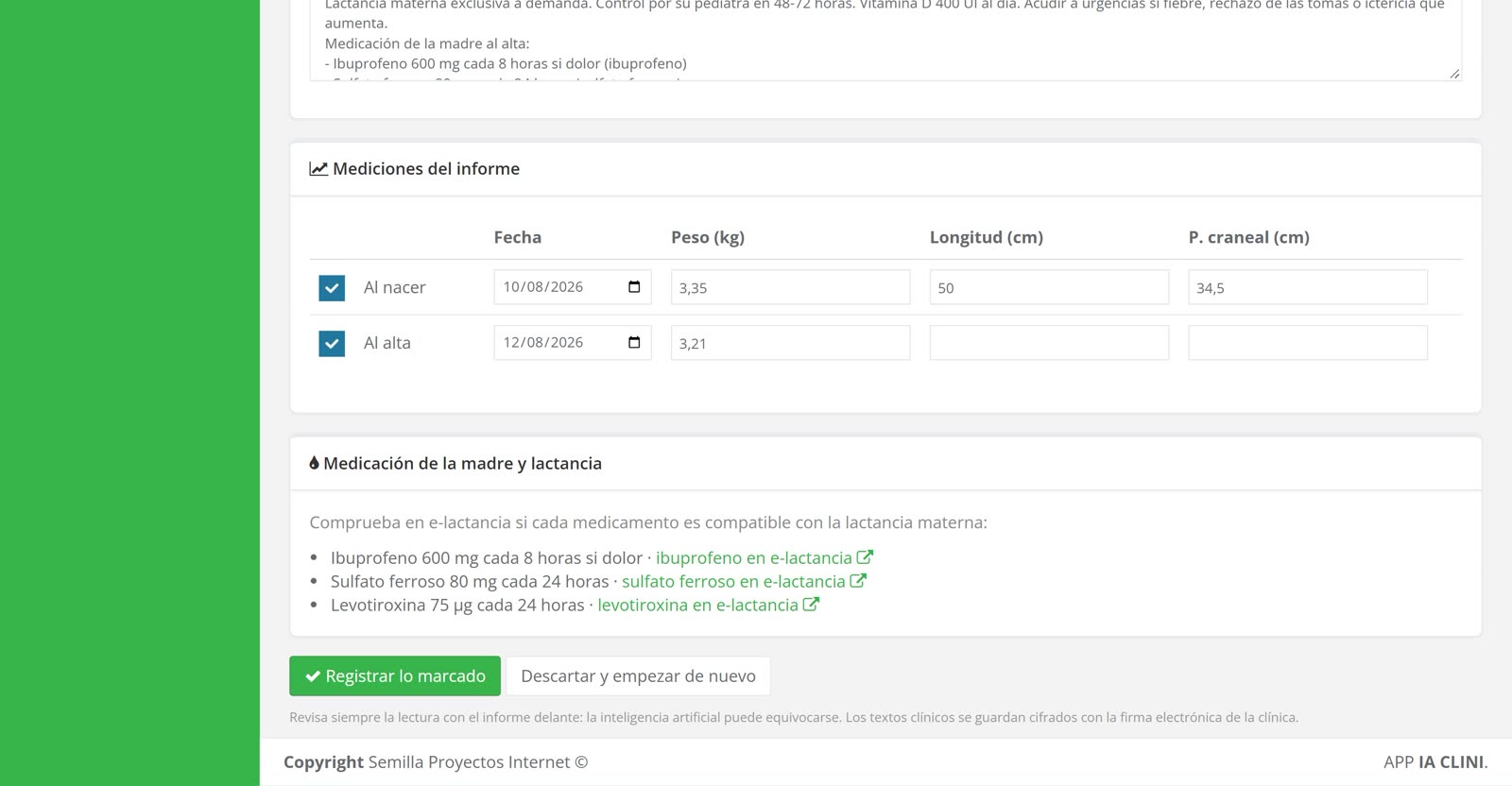 Informe de alta del hospital